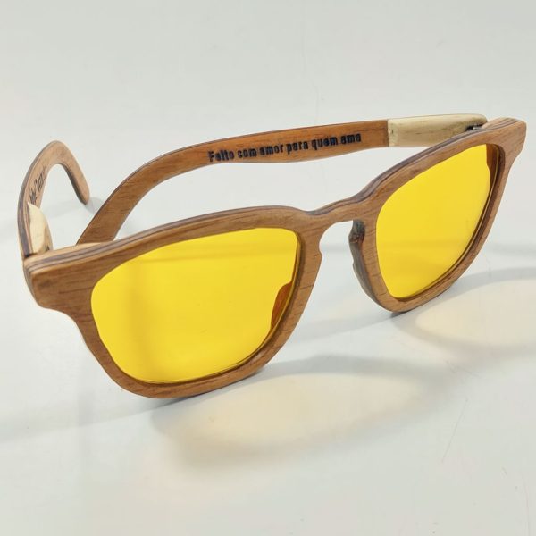 oculos de madeira com lentes amarelas night drive leaf eco charles cerejeira